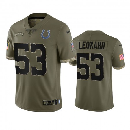 Maillot Indianapolis Colts Shaquille Leonard 53 Olive 2022 Salute To Service Limited - Homme